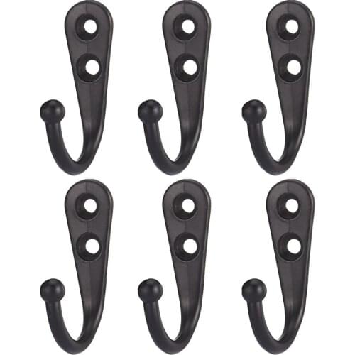 Single Hook Robe Antique Zinc Alloy Coat Hooks Hanging Wall Mounted Clothes 6 Pcs Bathroom With 12 Screws Double Hole