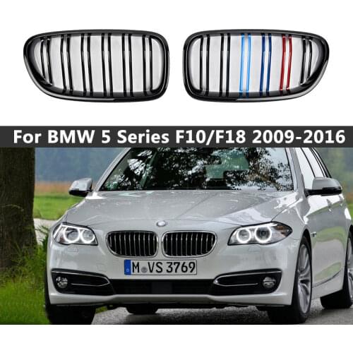 A Pair ABS Car Styling Dual Slat Front Bumper Grill Grille for BMW F10/F11/F18 528i 530i 535i 2009-2016 Auto Accessories