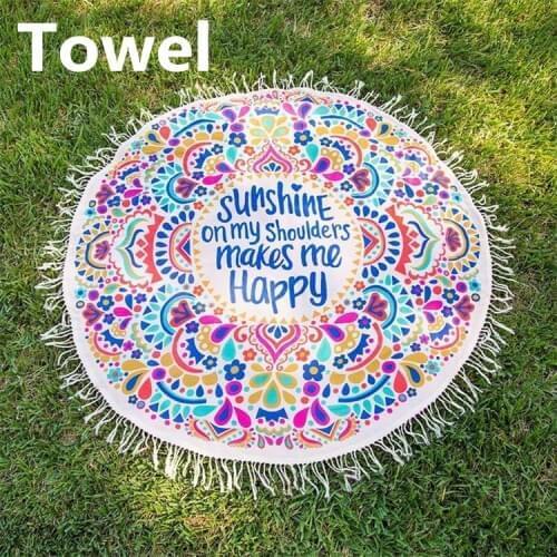 Beach Towel Microfiber Fabric Material Happy Sunshine Bohemia India Mandala Blanket Tapestry Yoga Mat Bath Towel