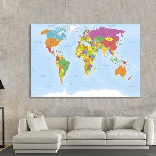 225*150cm In French The World Map Wall Poster Non-woven Canvas Painting Office Living Room Home Decor Children School Supplies