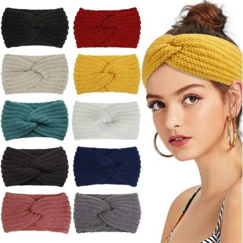 Women Cross Knot Headband Hairband Head Wrap Autumn Winter Knitted Headbands Hair Accessories Ear Warmer Hair Head band