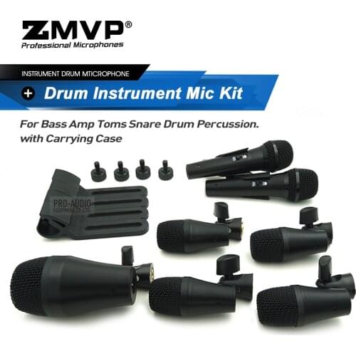 Professional 7 Piece Percussion Instrument Microphone PGADMK7 Drum Kit For Bass Amp Tom Snare Drum Stage Mic with Carrying Case