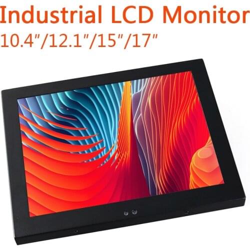 15 17 12 10 Inch Industrial Display LCD Screen Monitor VGA USB Interface Resistance Touch Screen Computer Monitor Wall Mounting