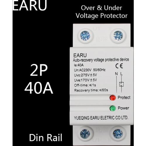 40A 230V Din rail automatic recovery reconnect over voltage and under voltage protective device protector protection relay