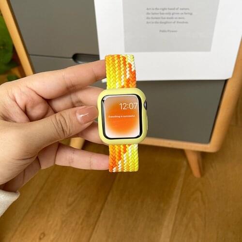 Strap+case For Apple watch band 44mm 40mm iWatch band 42mm 38mm Nylon Braided Solo Loop bracelet for apple watch 6/SE/5/4/3/2