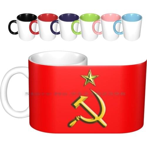 Russia. Ussr. Communist. Soviet Union. Hammer & Sickle. Gold On Red. Ceramic Mugs Coffee Cups Milk Tea Mug Ussr Hammer Sickle