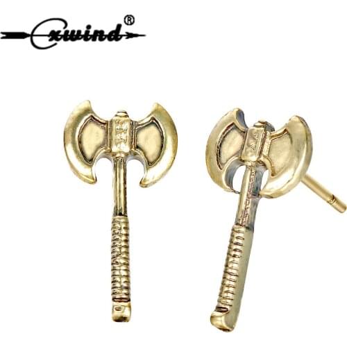 Cxwind Viking Axe Shape Earrings Medieval Earrings Viking Slavic Theme Jewelry Vintage Ear Stud Earring Punk Men Bijoux