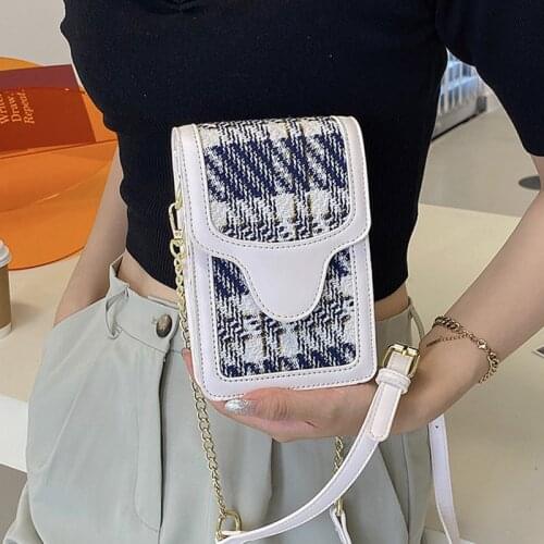 Small Cell Phone Shoulder Bags for Women 2021 New Mini Tweed Crossbody Bags Simple Chain Ladies Bag Mobile Phone Wallet Handbags