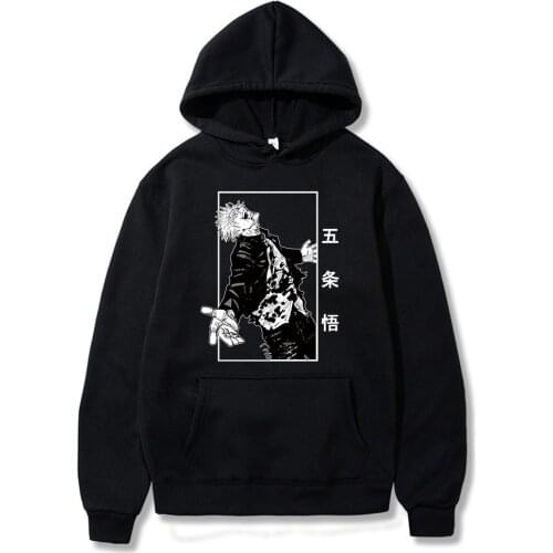 Harajuku Jujutsu Kaisen Hoodies Men Women Long Sleeve Sweatshirt Satoru Gojo Anime Manga Black Hoodies Tops Clothes