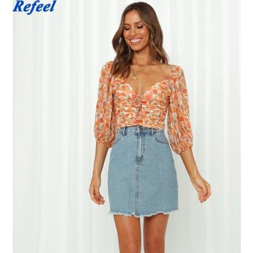 Vintage orange floral print summer camis casual center bandage tank top women summer crop top streetwear femme vestidos