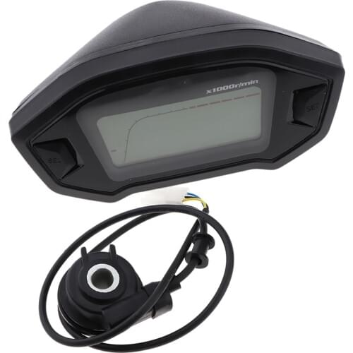 Universal LCD Motorcycle Speedometer Odometer RPM Speed Fuel Gauge 199 Kph Mph