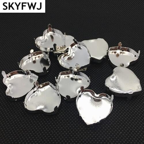 Heart Shape Silver Metal Claw with 4holes Fitting For Fancy Stones Rhinestones 10MM,14MM,27MM