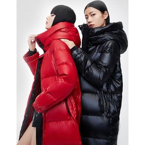 High Quality Down Parkas Women Winter Coat High Collar Windproof Waterproof Hooded Thick Warm Glossy Long Puffer Jacket