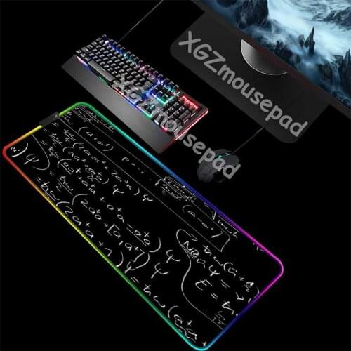 XGZ Custom Large RGB Mouse Pad Black Lock Edge Math Symbol Pattern Student Computer Keyboard Table Mat Rubber Non-slip Comfort
