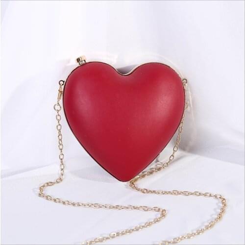 XIYUAN New net red hot style PU love bag handmade heart shape dinner bag for bridal gift box chain shoulder messenger small bag