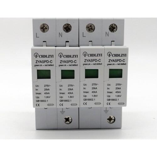 C40 20KA~40KA ~275V 385V 420V AC SPD House Surge Protector Protective Low-voltage Arrester Device 1P+N Lightning protection