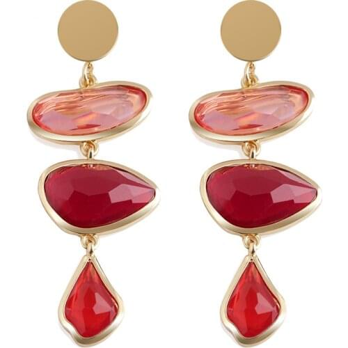 Geometry Shape Resin Korean Earrings For Women Irregularity Long Pendant Drop Earring 2019 Party Gifts
