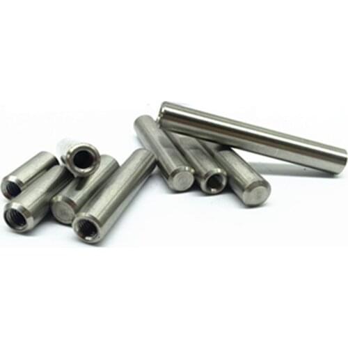 2pcs M6 stainless steel cylindrical pins double head chamfer internal thread pin dowels positioning dowel GB120 30mm-90mm long