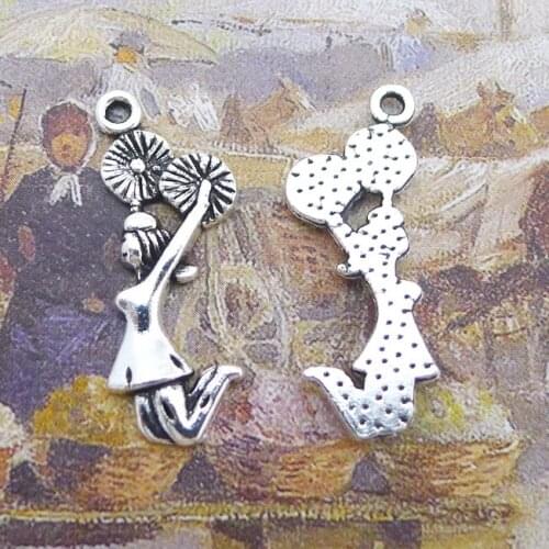 20Pcs 29*12mm Antique Silver Color Alloy Jumping Girl Charms Necklace Earring Pendant Accessory Charms For DIY Jewelry Making