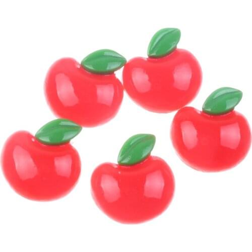 20pcs Mixed Red Resin Apple Decoration Crafts Flatback Cabochon Embellishments For Scrapbooking Beads Diy Accessories