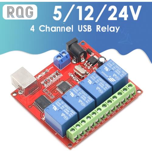 5V 12V 24V 4 Channel USB Relay Control Switch Programmable Computer Control For Smart Home PC Intelligent Controller