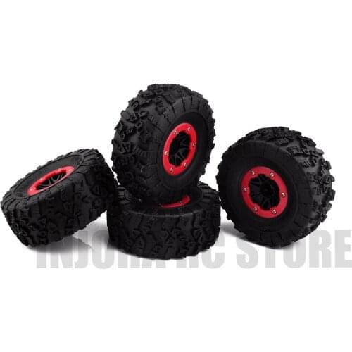 4PCS 1/10 RC Rock Crawler 2.2" Rubber Tires & Plastic Wheel Rim for Axial SCX10 RR10 Wraith Yeti