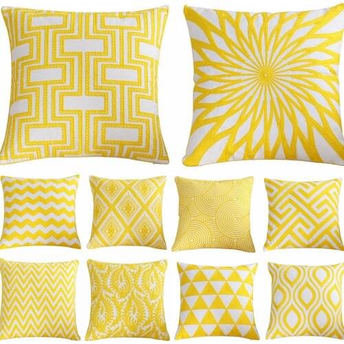 45x45cm Home Decor Embroidery Cushion Cover Golden Geometric Polyester Cotton Suqare Square Pillow Cover