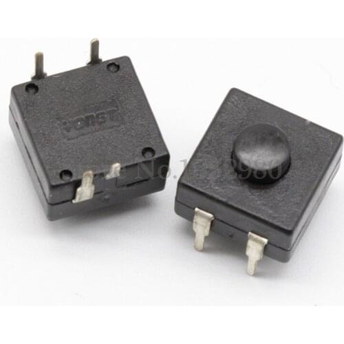 50PCS Flashlight Electric Torch Switches 1212-214A Black Push Button Switch 4 Pin DIP Style