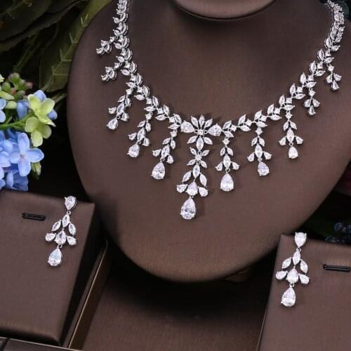 AccKing 2pcs Bridal Zirconia Full Jewelry Sets For Women Party, Luxury Dubai Nigeria CZ Crystal Wedding Jewelry Sets