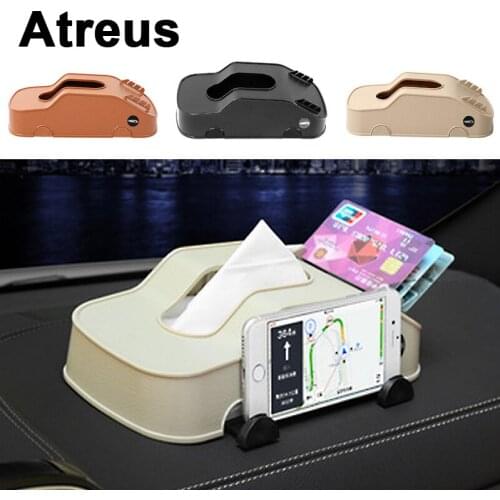 Atreus Car Tissue Box Phone Card Holder Storage For VW polo passat b5 b6 Mazda 3 6 cx Toyota corolla Ford focus