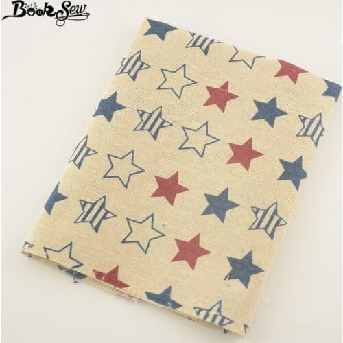 Booksew Home Textile Cotton Linen Fabric Star Design Sewing Material Tissu Tablecloth Pillow Bag Curtain Cushion Zakka CM