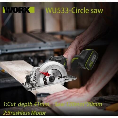 Worx Professional Tool WU533 Brushless Motor 120MM Cordless Circular Saw 45 /90 Degree Cutting Powershar Green Battery Platform
