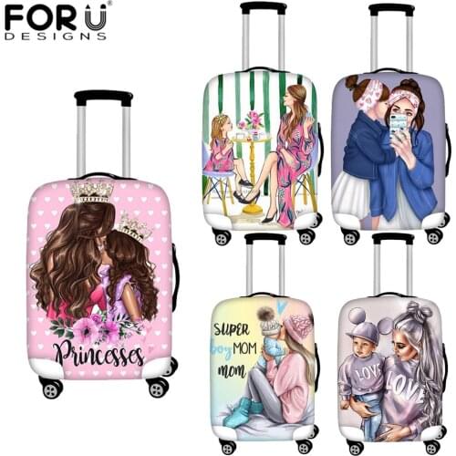 FORUDESIGNS Cartoon Girls Queen Super Mom print luggage Cover Travel Accessories Trolley Suitcase Case Baggage Protective Covers
