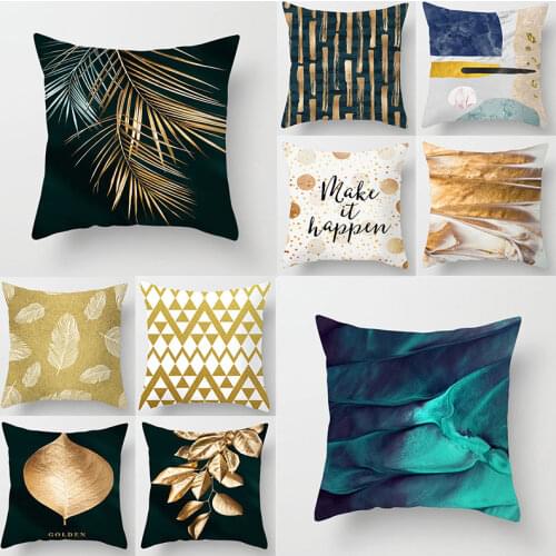 Geometric Nordic Cushion Cover Abstract golden Decorative Cushion Gold Pillow Cover Cushion Case Sofa Bed Decorative Pillowcase
