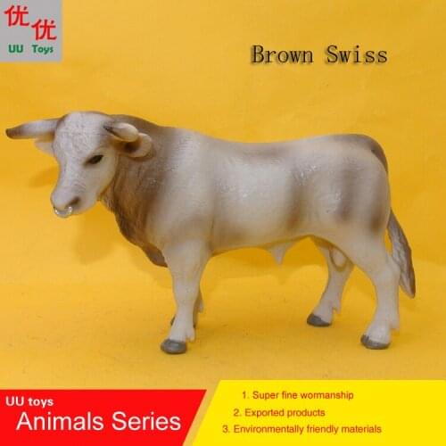 Hot toys: BrownSwiss Cow simulation model Animals kids toys children educational props