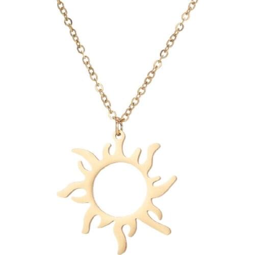 Gold Silver Color Sun Choker Necklace Solar Sun Pendant Necklace For Women Girl Stainless Steel Jewelry Cool Punk Style Dropship