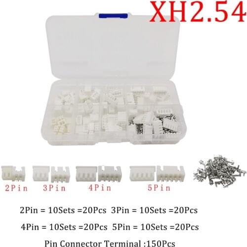 230pcs/box XH2.54 2p 3p 4p 5p pin 2.54mm Pitch Terminal Kit / Housing / Pin Header JST Connector Wire Connectors