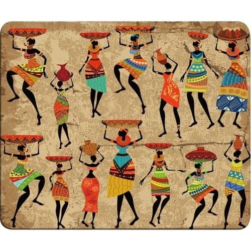 Home/Office African Mouse Pad, African Women Artwork Women In Tribal Dresses Mouse Pad Nonslip