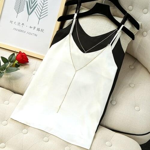 L-5XL High Quality Womens Sling Elegant Spring and Summer Female Bottoming Shirt Underwear Metal Chain Decorative Vest