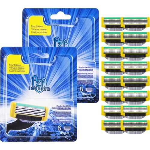16pcs Blades 4-Layer Razor Blades Beard Face Body Hair Remover Men High Quality Steel Shaving Razor Cartridge (Without Handle