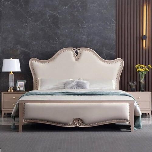 Baijiahui furniture simple European bed princess bed soft bag solid wood double bed master bedroom 1.8m economy 0512