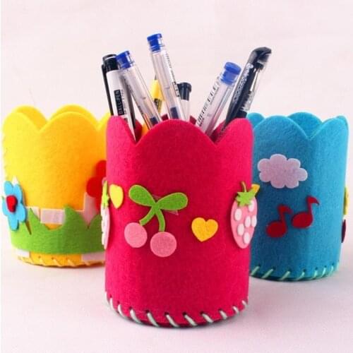 Cute Creative Handmade Pen Container DIY Pencil Holder Kids Craft Toy Kits