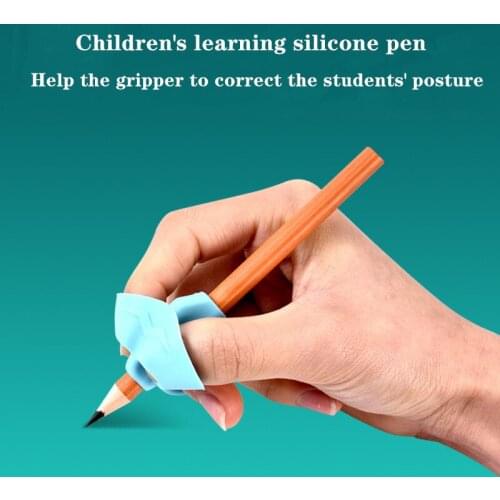 A lovely silicone pencil holder for beginners to write with to help the baby to correct the pencil holder with two thumbs