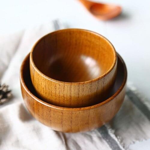 Natural Wooden Bowl Household Fruit Bowl Salad Bowl For Home Restaurant Food Container Wooden Kitchen Utensils