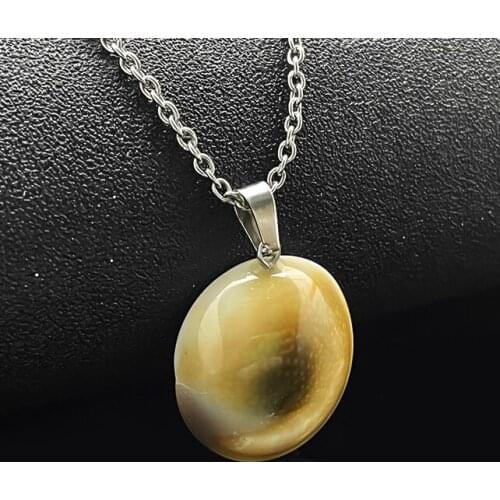 Fashion Shell Stone Stainless Steel Necklace Jewelry Women Girls Link Chain Korean Natural Stone Statement Necklace Wholesale