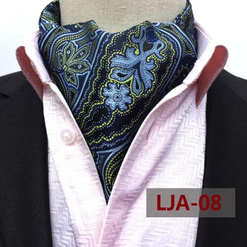 Fashion Design Ties Luxury Business Blue Paisley Ascot Classic Britsh Style Jacquard Woven Ascots for Adult