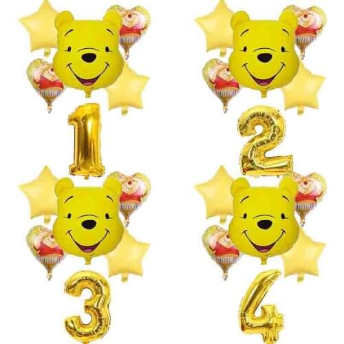 Cartoon Winnie Bear Foil Balloons Winnie The Pooh Theme Kids Birthday Party Decoration Baby Shower Supplies Toys Globos