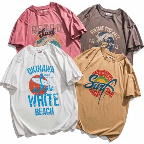 Men and women summer beach surf short sleeve T-shirt cotton tee RS2153-rs2159