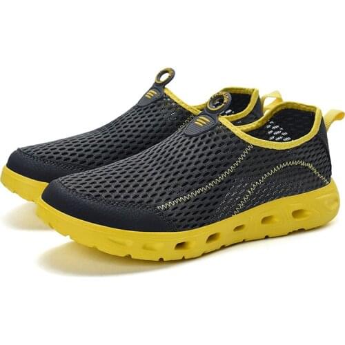 VEAMORS Summer Breathable Men Hiking Shoes Mesh Outdoor Man Sneakers Climbing Shoes Male Sport Shoes Quick-dry Water Shoes plus