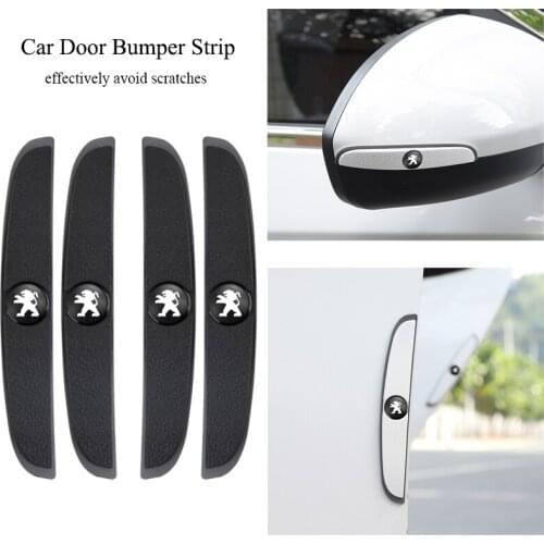 4Pcs Car Door Anti-Scratch Protector Stickers Auto Emblem Rubber Bumper Strips For Peugeot 2008 206 307 208 407 508 308 3008 207